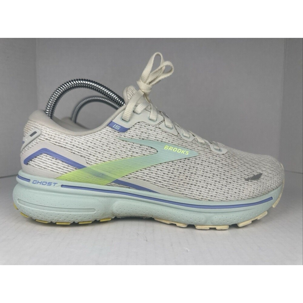 Brooks Ghost 15 Womens Shoes Sz 9 B Running Athletic White Cosmic Sky Sneakers